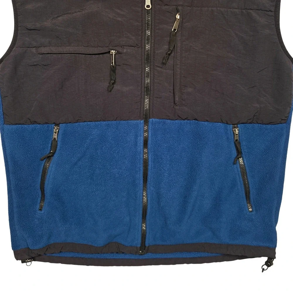 Vintage The North Face Polartec Fleece Vest Men L Blue Black Denali Full Zip Y2K
